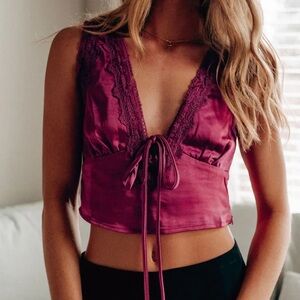 Bailey Rose Pink Satin Crop Top